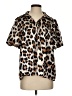 Bibi 100% Polyester Animal Print Brown Short Sleeve Blouse Size S - photo 1