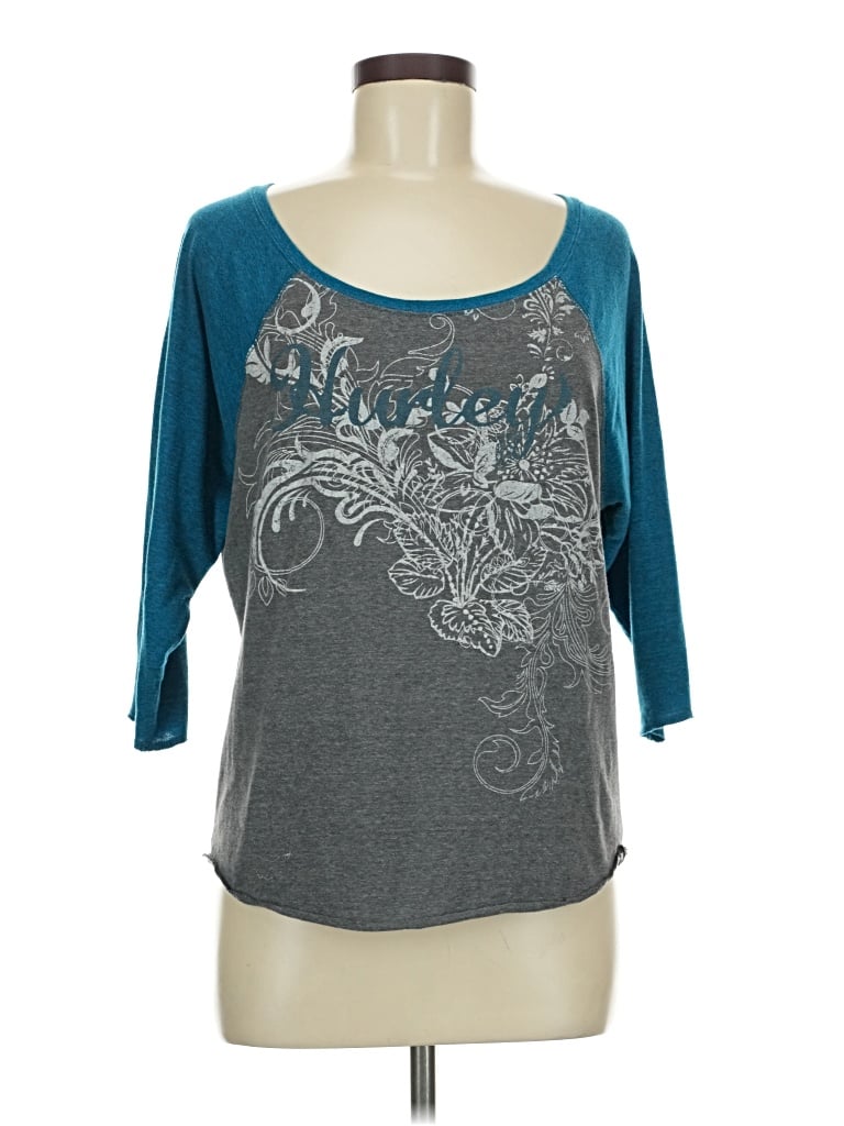 Pre-owned Hurley 3/4 Sleeve T-shirt In Teal