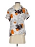 Unbranded 100% Polyester Print Orange Short Sleeve Blouse Size S - photo 1