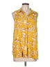 Rose + Olive 100% Rayon Yellow Sleeveless Button-Down Shirt Size L - photo 1