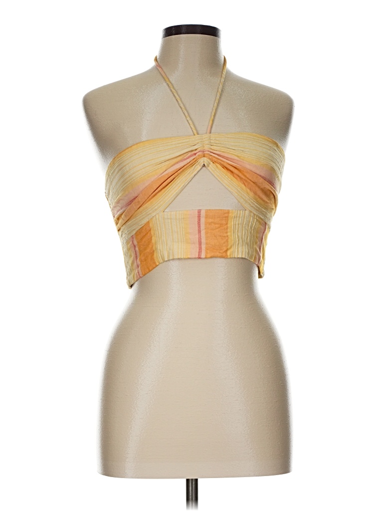 Pre-owned L*space Sleeveless Top Gold Halter Neckline Tops