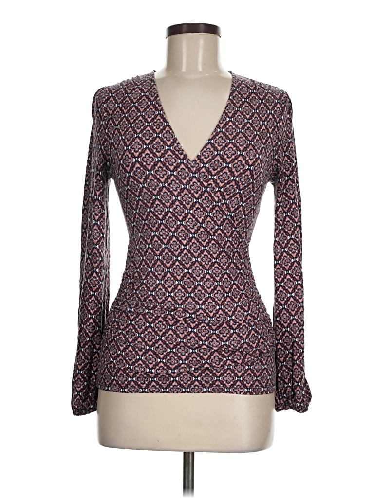 Pre-owned Boden Long Sleeve Blouse In Burgundy