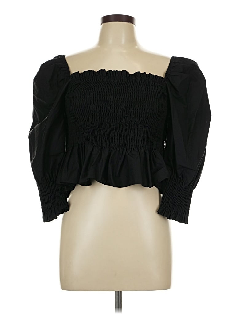 Pre-owned Zara 3/4 Sleeve Blouse In Black