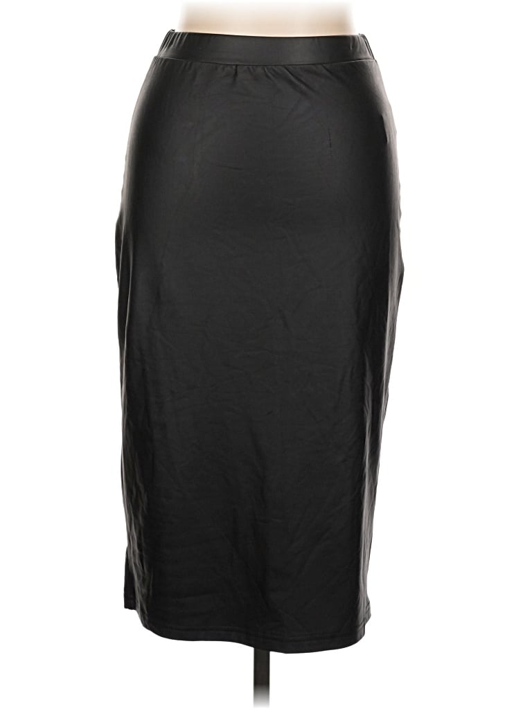 Pre-owned Emery Rose Faux Leather Skirt In Black