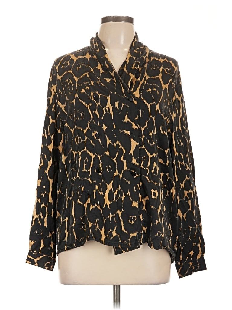 Pre-owned Doncaster Collection Long Sleeve Blouse In Gold