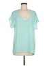Lush 100% Polyester Teal Short Sleeve Top Size M - photo 1