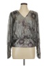 Maison d' Amelie 100% Polyester Metallic Silver Long Sleeve Blouse Size L - photo 1