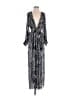 Olivaceous 100% Polyester Chevron-herringbone Silver Casual Dress Size M - photo 1