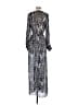 Olivaceous 100% Polyester Chevron-herringbone Silver Casual Dress Size M - photo 2