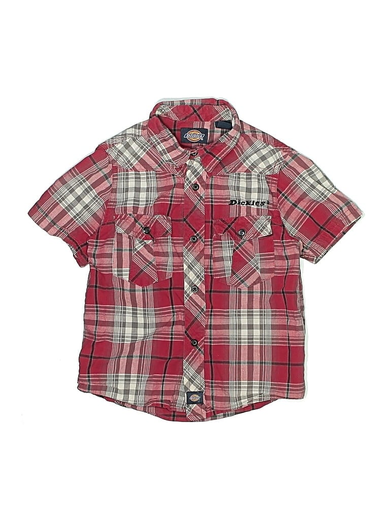 Pre-owned Dickies Kids' Short Sleeve Button Down Shirt In Red