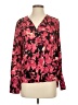 INC International Concepts 100% Polyester Floral Red Long Sleeve Blouse Size S - photo 1