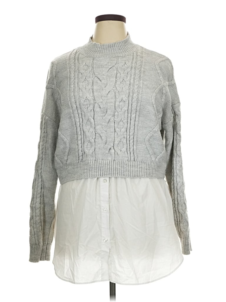Pre-owned Primark Long Sleeve Top Gray Turtleneck Tops