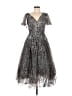 Mac Duggal 100% Polyester Metallic Silver Cocktail Dress Size 4 - photo 1