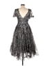 Mac Duggal 100% Polyester Metallic Silver Cocktail Dress Size 4 - photo 2