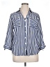 A. Byer Stripes Blue 3/4 Sleeve Button-Down Shirt Size XL - photo 1