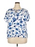 Papermoon 100% Rayon Blue Short Sleeve Blouse Size 2X - photo 1