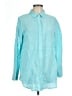 Talbots 100% Linen Solid Teal Long Sleeve Button-Down Shirt Size L - photo 1
