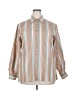 Foxcroft Stripes Tan Long Sleeve Button-Down Shirt Size 18 - photo 1