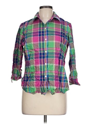 Chaps 3/4 Sleeve Button-Down Shirt (view 1)