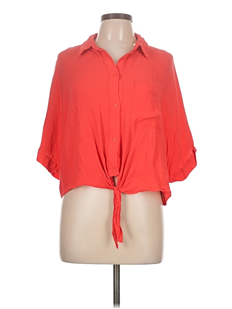 Pre-owned Topshop 3/4 Sleeve Blouse In Red