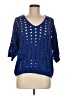 Halogen 100% Cotton Blue 3/4 Sleeve Blouse Size M - photo 1