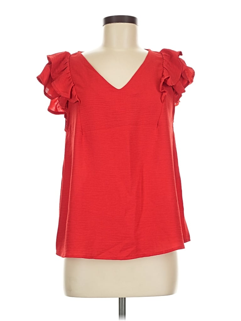 Pre-owned Timing Short Sleeve Top Red Sweetheart Neckline Tops