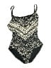 Aqua Green Print Black One Piece Swimsuit Size M (estimated) - photo 1