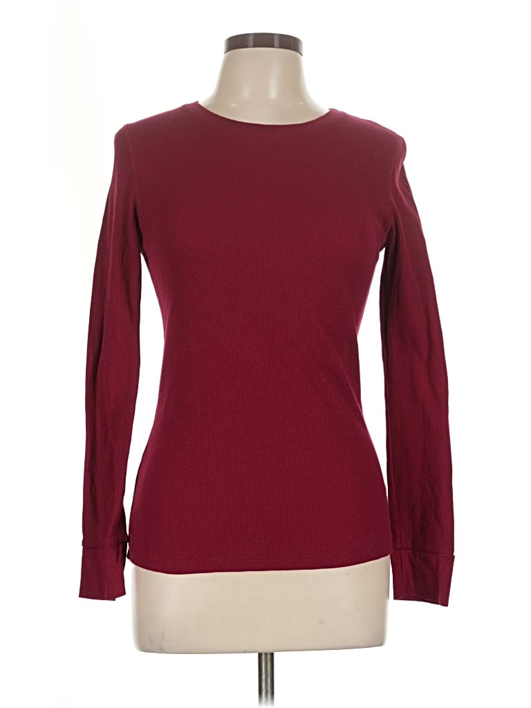 Pre-owned Active Basic Long Sleeve T-shirt In Burgundy