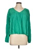 Main Strip 100% Rayon Green Long Sleeve Blouse Size L - photo 1
