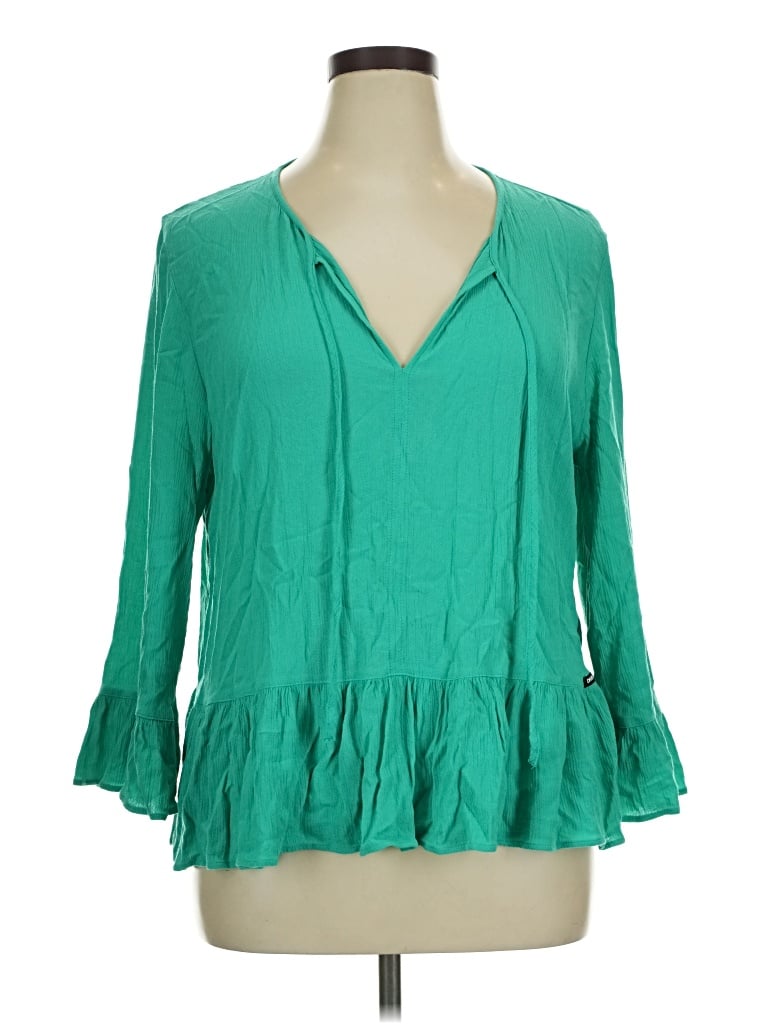 Pre-owned Dkny Jeans 3/4 Sleeve Blouse In Green