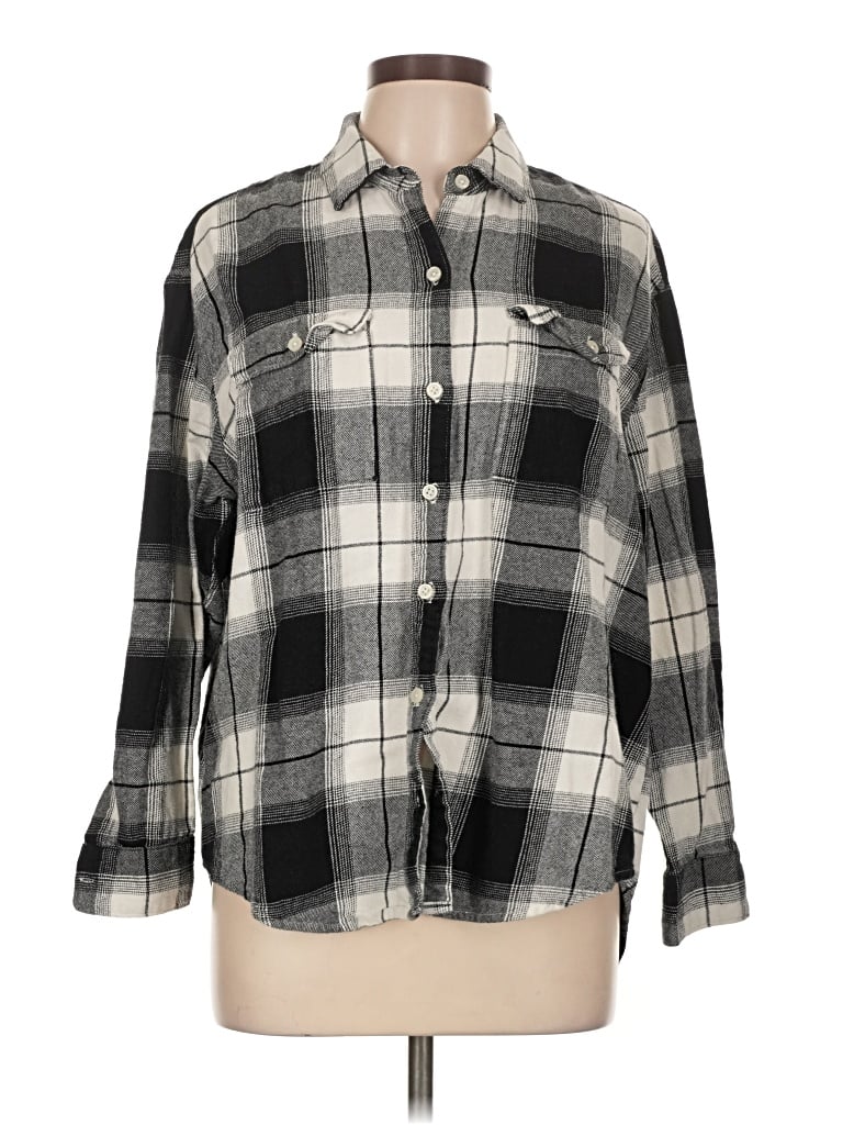 Pre-owned Old Navy Long Sleeve Button Down Shirt In Black