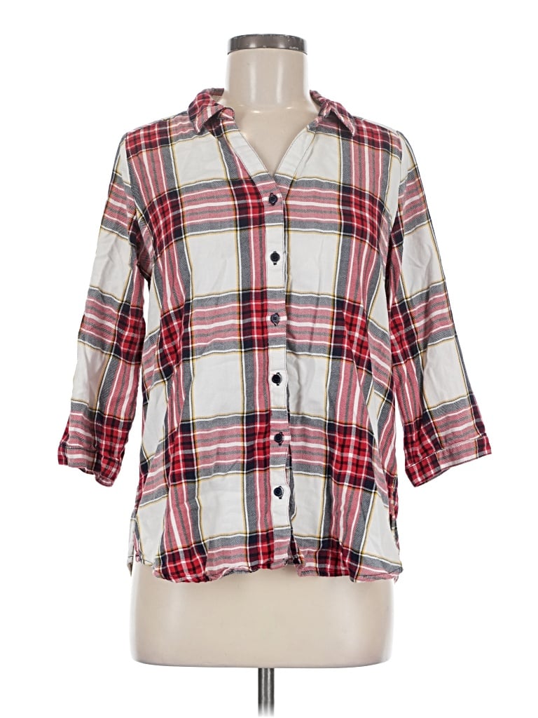 Pre-owned The Limited 3/4 Sleeve Button Down Shirt In Red