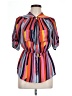 J for Justify 100% Polyester Color Block Orange Short Sleeve Blouse Size L - photo 1