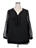 DR2 100% Polyester Black 3/4 Sleeve Blouse Size 2X - photo 1
