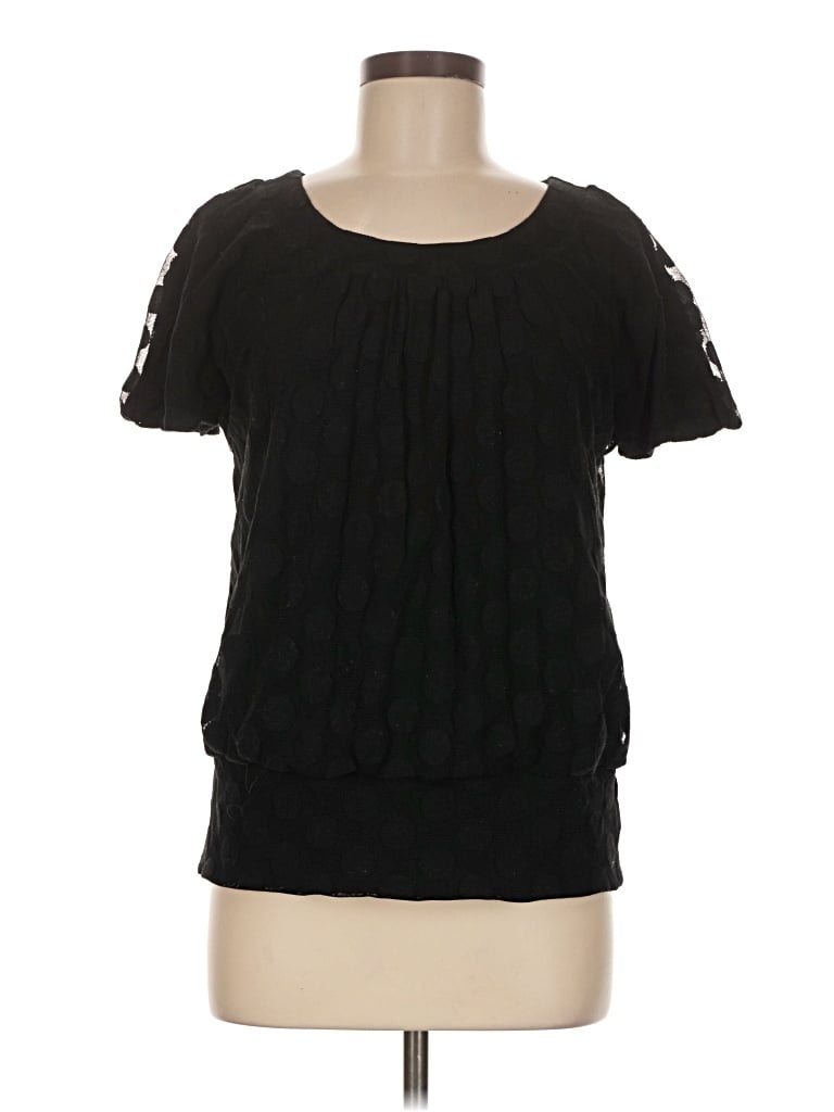 Pre-owned Alfani Short Sleeve Top Black Scoop Neck Tops