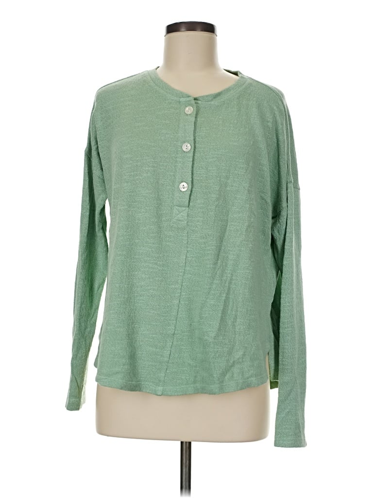 Pre-owned Lou & Grey Long Sleeve Henley Shirt In Green