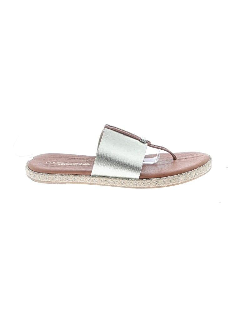 Pre-owned Andre Assous Flip Flops In Gold
