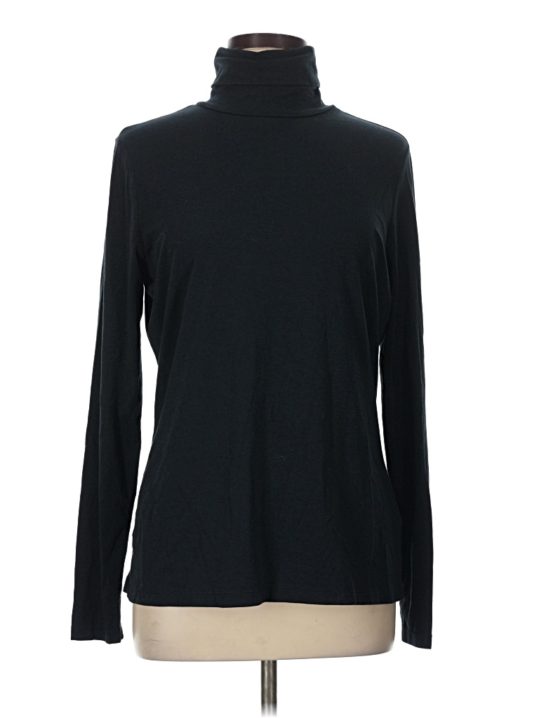 Pre-owned Lands' End Long Sleeve Turtleneck In Black