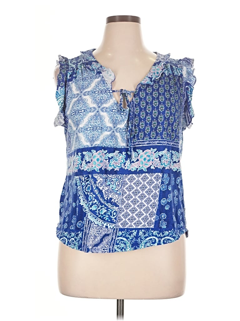 Pre-owned Evolution By Cyrus Sleeveless Blouse In Blue