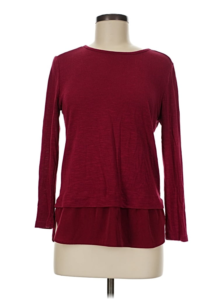 Pre-owned J.crew Mercantile Long Sleeve Top Burgundy Crew Neck Tops
