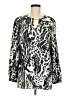 Black Label by Chico's 100% Polyester Animal Print Silver Long Sleeve Blouse Size Med (1) - photo 1