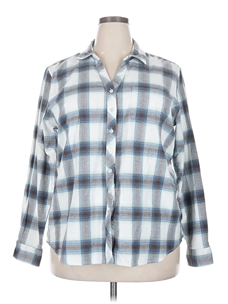 Pre-owned Weatherproof Long Sleeve Button Down Shirt In Blue