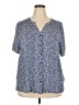 Amazon Essentials 100% Viscose Polka Dots Blue Short Sleeve Blouse Size XXL - photo 1