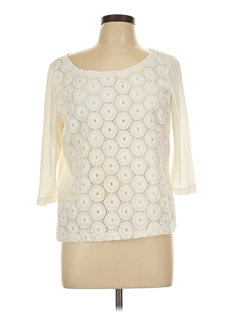 Pre-owned Jcrew 3/4 Sleeve Top Ivory Boatneck Tops