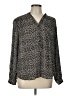 H&M Animal Print Black Long Sleeve Blouse Size 12 - photo 1