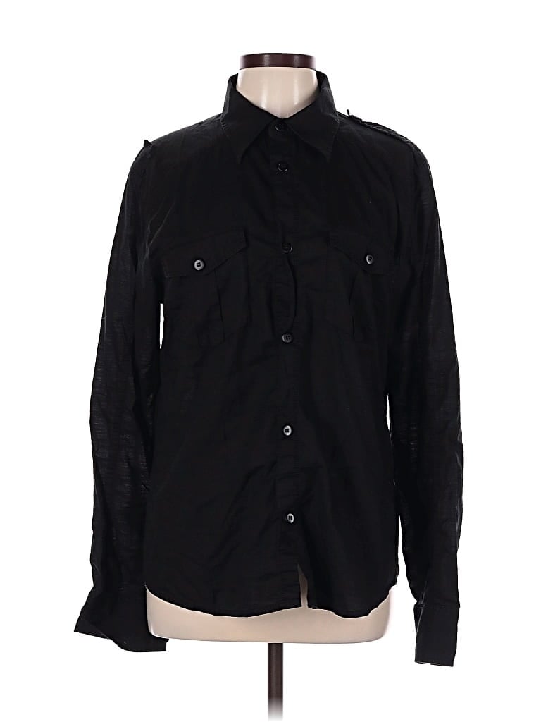 Pre-owned H&m Long Sleeve Button Down Shirt In Black
