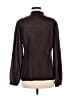 Isda & Co 100% Silk Solid Black Brown Long Sleeve Silk Top Size M - photo 2