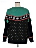 Tipsy Elves 100% Acrylic Color Block Fair Isle Polka Dots Stripes Black Pullover Sweater Size 1X - photo 2