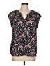 Daniel Rainn Floral Black Short Sleeve Blouse Size L - photo 1