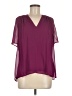 Halogen 100% Polyester Burgundy Short Sleeve Blouse Size M - photo 1